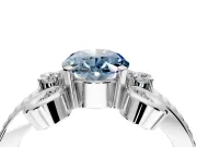 Solitaire Engagement Ring Setting for Fancy Blue Oval Center with Twisted Band and Scroll Prong Head in Platinum