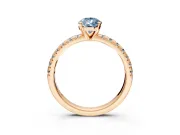 Solitaire Engagement Ring Setting for Fancy Blue Pear-Shaped Center with Large Accents and Prong Head in Rose Gold