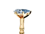 Solitaire Engagement Ring Setting for Fancy Blue Pear-Shaped Center with Bamboo Band and Prong Head in Yellow Gold