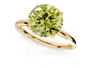 Low-Set Solitaire Engagement Ring Setting for Fancy Yellow Round Cut Center with Thin Plain Band and Prong Head in Yellow Gold