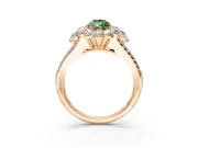 Halo Engagement Ring Setting for Fancy Green Pear-Shaped Center with Two-Strand Split Shank and Prong Head in Rose Gold