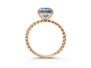 Solitaire Engagement Ring Setting for Fancy Blue Princess Cut Center with Plain Twisted Rope Band and Prong Head in Rose Gold