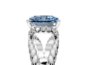 Halo Engagement Ring Setting for Fancy Blue Radiant Cut Center with Rope Twist Split Shank and Prong Head in White Gold