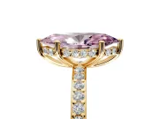Solitaire Engagement Ring Setting for Fancy Pink Marquise Center with Fine Pave Band and Prong Head in Yellow Gold