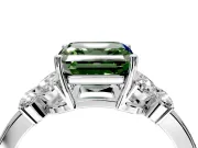 Solitaire Engagement Ring Setting for Fancy Green Asscher Cut Center with Marquise Flower Shoulders and Prong Head in Sterling Silver