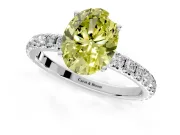 Solitaire Engagement Ring Setting for Fancy Yellow Oval Center with Large Accent Band and Prong Head in Platinum