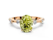 Solitaire Engagement Ring Setting for Fancy Yellow Oval Center with Bezel Station Band and Prong Head in Rose Gold