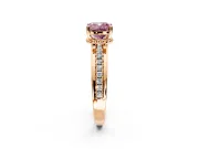 Solitaire Engagement Ring Setting for Fancy Pink Cushion Cut Center with Raised Channel Band and Prong Head in Rose Gold