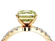 Open Basket Engagement Ring Setting for Fancy Yellow Asscher Cut Center with Pave Band and Prong Head in Yellow Gold