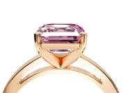 Solitaire Engagement Ring Setting for Fancy Pink Asscher Cut Center with Basket Rail and Prong Head in Rose Gold