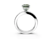 Solitaire Engagement Ring Setting for Fancy Green Princess Cut Center with Channel-Set Accents and Prong Head in White Gold