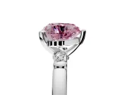 Solitaire Engagement Ring Setting for Fancy Pink Heart-Shaped Center with Beaded Shoulders and Prong Head in Sterling Silver