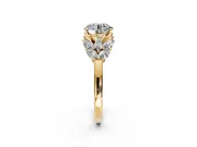 Leaf Cluster Engagement Ring Setting for Round Cut Center with Marquise Accents and Prong Head in Yellow Gold