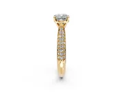 Solitaire Engagement Ring Setting for Cushion Cut Center with Multi-Row Accents and Prong Head in Yellow Gold