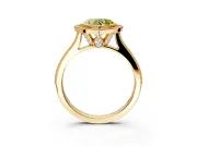 Halo Engagement Ring Setting for Fancy Yellow Heart-Shaped Center with Milgrain Pave Band and Bezel Head in Yellow Gold