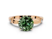 Solitaire Engagement Ring Setting for Fancy Green Round Cut Center with Carved Leaf Shoulders and Prong Head in Rose Gold