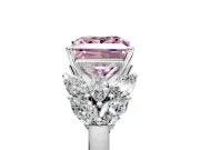 Leaf Cluster Engagement Ring Setting for Fancy Pink Princess Cut Center with Marquise Accents and Prong Head in Sterling Silver