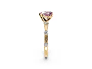 Solitaire Engagement Ring Setting for Fancy Pink Heart-Shaped Center with Bezel Station Band and Prong Head in Yellow Gold