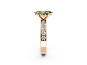 Solitaire Engagement Ring Setting for Fancy Green Marquise Center with Channel-Set Accents and Prong Head in Rose Gold