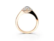 Halo Engagement Ring Setting for Marquise Center with Plain Tapered Band and Prong Head in Rose Gold