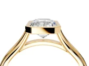 Solitaire Engagement Ring Setting for Emerald Cut Center with V Split Shank and Bezel Head in Yellow Gold