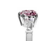 3 Stone Engagement Ring Setting for Fancy Pink Heart-Shaped Center with Baguette Accents and Prong Head in White Gold