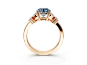 Floral Engagement Ring Setting for Fancy Blue Round Cut Center with Marquise Cluster Shoulders and Prong Head in Rose Gold