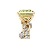 Solitaire Engagement Ring Setting for Fancy Yellow Princess Cut Center with Bar-Station Pave Twist and Prong Head in Yellow Gold