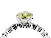 Solitaire Engagement Ring Setting for Fancy Yellow Pear-Shaped Center with Bezel-Dot Beaded Band and Prong Head in Platinum