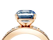 Solitaire Engagement Ring Setting for Fancy Blue Asscher Cut Center with Channel-Set Accents and Prong Head in Rose Gold