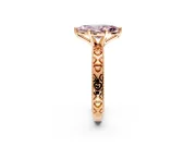 Solitaire Engagement Ring Setting for Fancy Pink Marquise Center with XO Engraved Band and Prong Head in Rose Gold