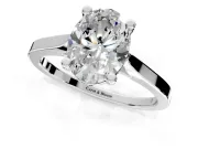 Solitaire Engagement Ring Setting for Oval Center with Tapered Shoulders and Prong Head in Platinum
