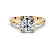 Solitaire Engagement Ring Setting for Round Cut Center with Reverse Tapered Band and Prong Head in Yellow Gold