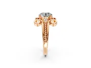 Solitaire Engagement Ring Setting for Round Cut Center with Twisted Band and Scroll Prong Head in Rose Gold