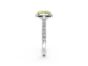 Halo Engagement Ring Setting for Fancy Yellow Radiant Cut Center with Full Pave Band and Prong Head in Sterling Silver