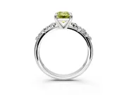 Solitaire Engagement Ring Setting for Fancy Yellow Emerald Cut Center with Trailing Leaf Accent Band and Prong Head in Sterling Silver
