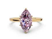 Solitaire Engagement Ring Setting for Fancy Pink Marquise Center with Narrow Cathedral Band and Prong Head in Yellow Gold