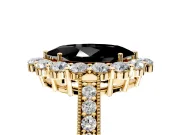 Halo Engagement Ring Setting for Fancy Black Marquise Center with Milgrain Channel Band and Prong Head in Yellow Gold