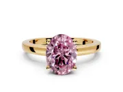Solitaire Engagement Ring Setting for Fancy Pink Oval Center with Basket Rail and Prong Head in Yellow Gold