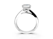 Solitaire Engagement Ring Setting for Asscher Cut Center with Princess Cut Channel Band and Prong Head in Platinum