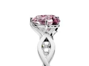 Solitaire Engagement Ring Setting for Fancy Pink Heart-Shaped Center with Accented Twist Band and Leaf Prong Head in Sterling Silver