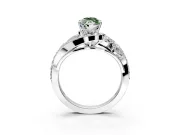 Halo Engagement Ring Setting for Fancy Green Marquise Center with Marquise and Pave Bypass Band and Prong Head in White Gold