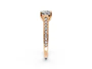 Solitaire Engagement Ring Setting for Cushion Cut Center with Pave Cathedral Band and Prong Head in Rose Gold