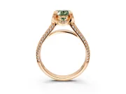 Solitaire Engagement Ring Setting for Fancy Green Oval Center with Accented Split Shank and Prong Head in Rose Gold