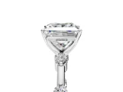 Solitaire Engagement Ring Setting for Princess Cut Center with Bezel Station Band and Prong Head in Platinum