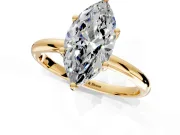 Hidden Halo Engagement Ring Setting for Marquise Center with Thin Round-Wire Band and Prong Head in Yellow Gold