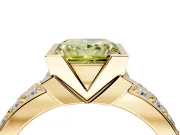 Bezel Engagement Ring Setting for Fancy Yellow Princess Cut Center with Wide Channel-Set Band and Bezel Head in Yellow Gold