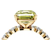 Solitaire Engagement Ring Setting for Fancy Yellow Asscher Cut Center with Alternating Size Accents and Prong Head in Yellow Gold