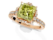 Halo Engagement Ring Setting for Fancy Yellow Princess Cut Center with Openwork Halo, Pave Band and Prong Head in Rose Gold