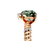 Rope Engagement Ring Setting for Fancy Green Heart-Shaped Center with Accent Shoulders and Prong Head in Rose Gold